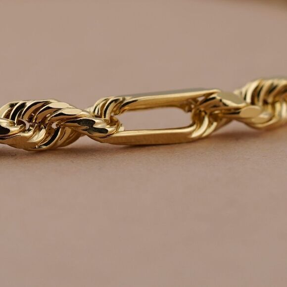 14k Real Gold Figaro Rope Bracelet | 8.5โ Length |โ4mm Thick | Elegant Gold | - Picture 7 of 7